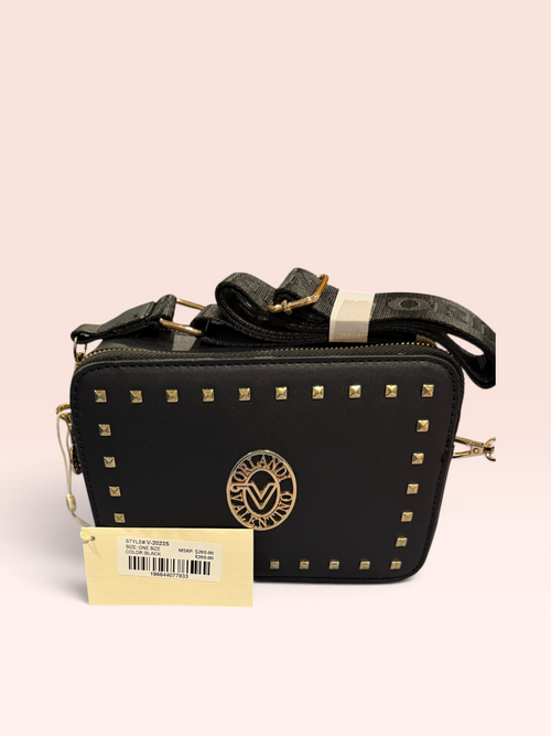 NWT Valentino Orlandi Black Studded Crossbody Bag Style # V-2023S