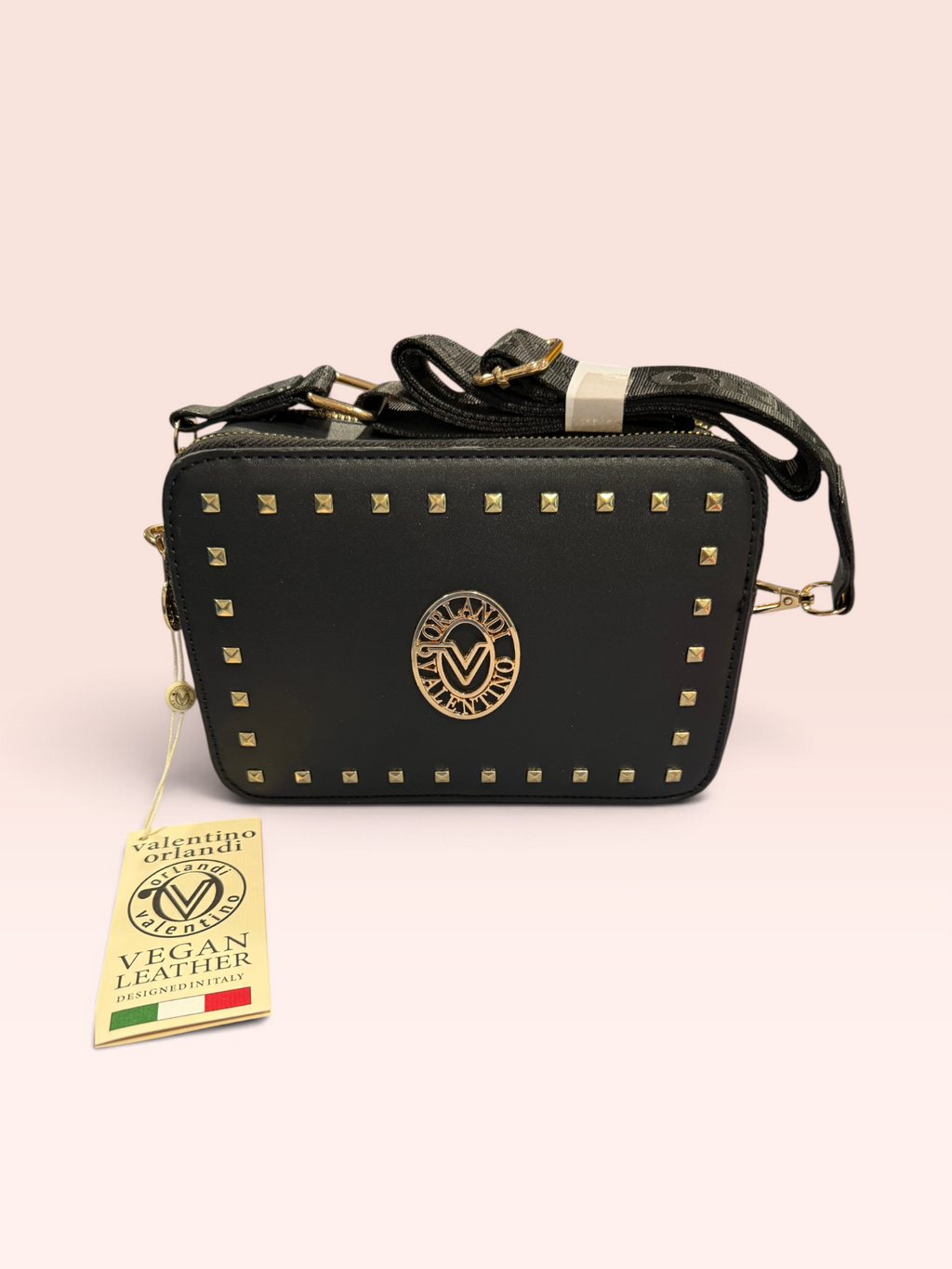 NWT Valentino Orlandi Black Studded Crossbody Bag Style # V-2023S