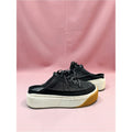 Super Comfy UGG Black Lace-Up Mule Sneakers with White Platform and Gum Outsole